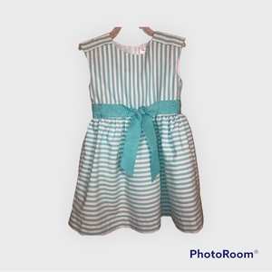 Carter's girl's sleeveless‎ teal striped dress size 4T.  Excellent condition!